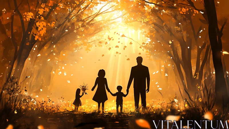 Family's Golden Autumn Journey Together.