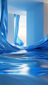 Liquid blue daydream flowing through open doorways.