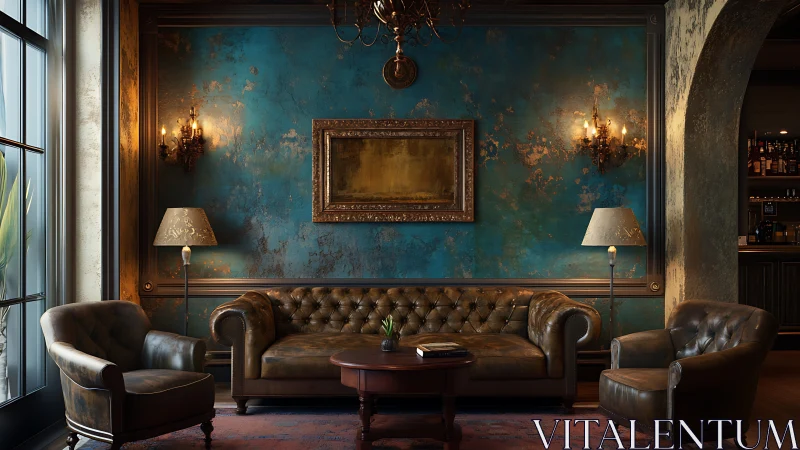 Moody leather lounge exudes vintage charm and quiet luxury