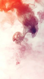 Vertical diffusion plume with red to violet translucent smoke gradients