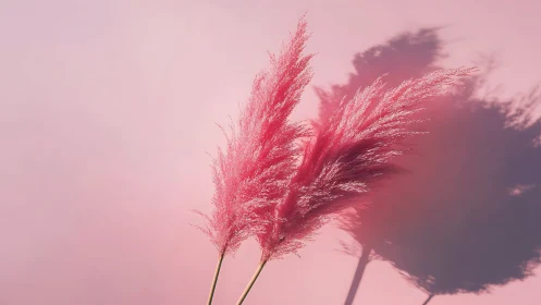 Pink Grasses Dancing in Dreamy Light and Shadow