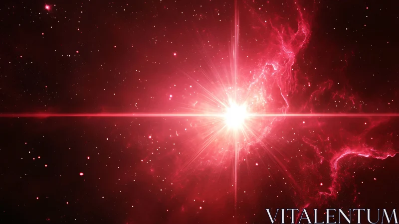 Crimson supernova carves a blazing cross through deep space