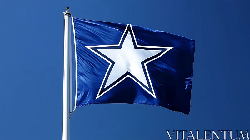 Lone white star sails across a cobalt cheering sky.