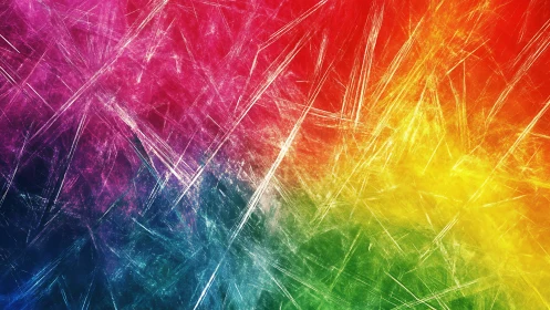 Prismatic scratchstorm of color streaking across the spectrum.