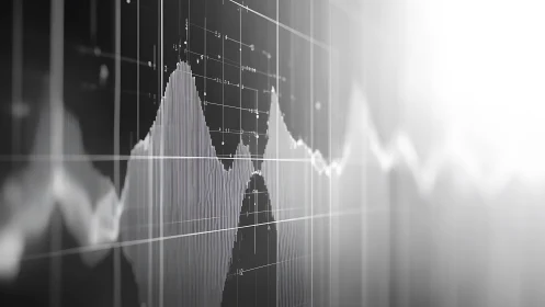 Monochrome multi-axis waveform graph with gradient luminance field.