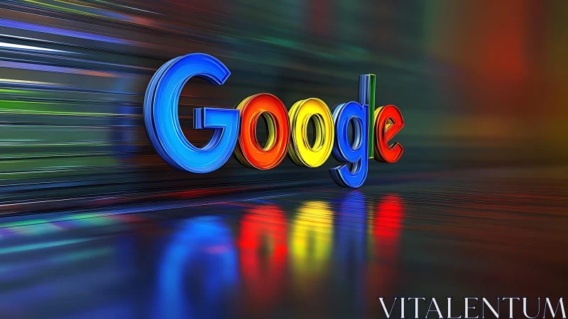 Google logo rendered in 3D with colored motion background.