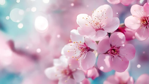 Pink flowers in shallow focus with blurred bokeh background