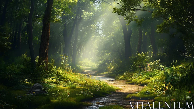 Luminous Forest Stream Canopy Path.