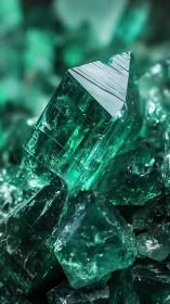 Emerald crystal cluster under sharp macro studio lighting.