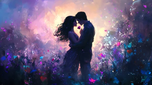 Two Hearts Dancing in Colorful Dreams.
