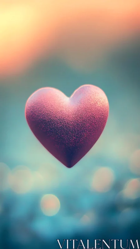 Three-Dimensional Pink Heart Form Against Gradient Background.