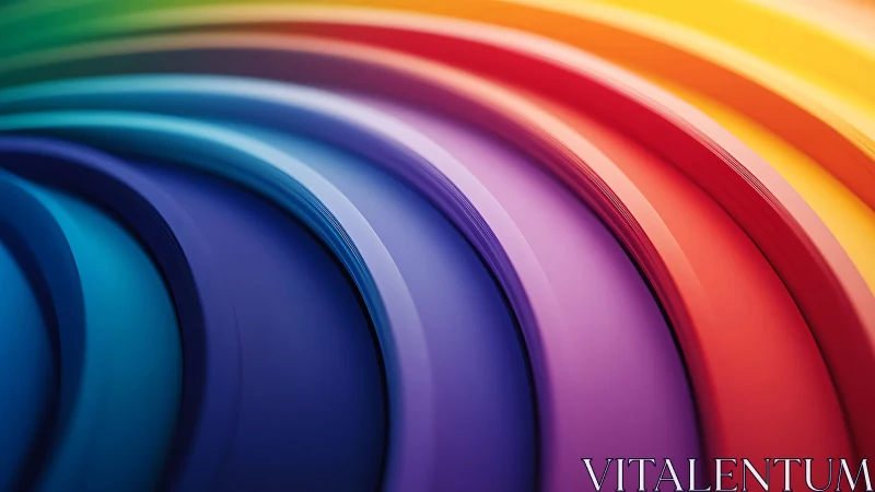 Curved rainbow color bands form a vibrant abstract spectrum.