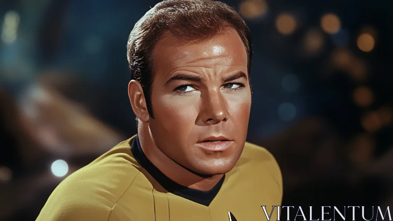 Photorealistic starship officer portrait in cinematic close-up.