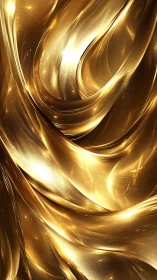 Flowing metallic gold ribbons form dynamic abstract surface