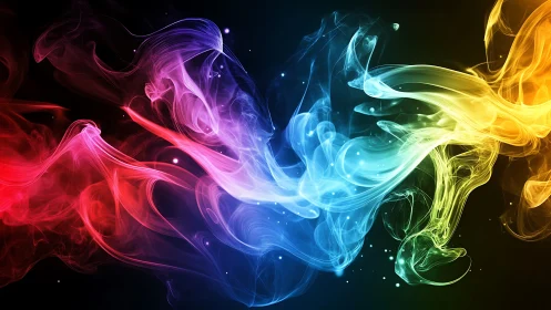 Color storms collide as luminous smoke dances through void