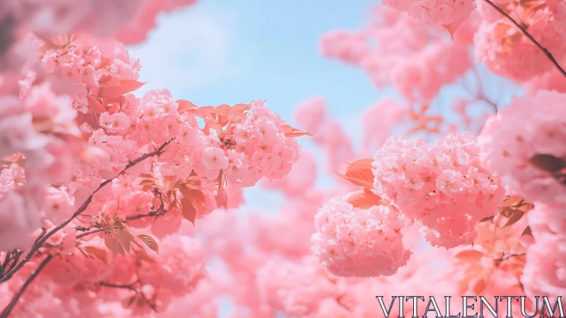 Double Exposure Cherry Blossoms Canopy with Soft Focus Bokeh