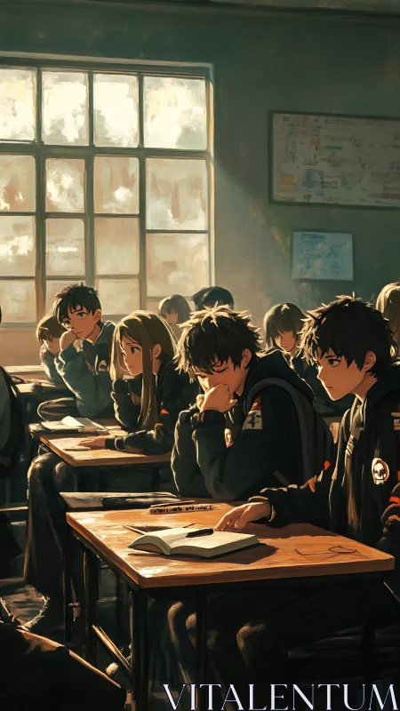 High school students sit in sunlit classroom during lesson
