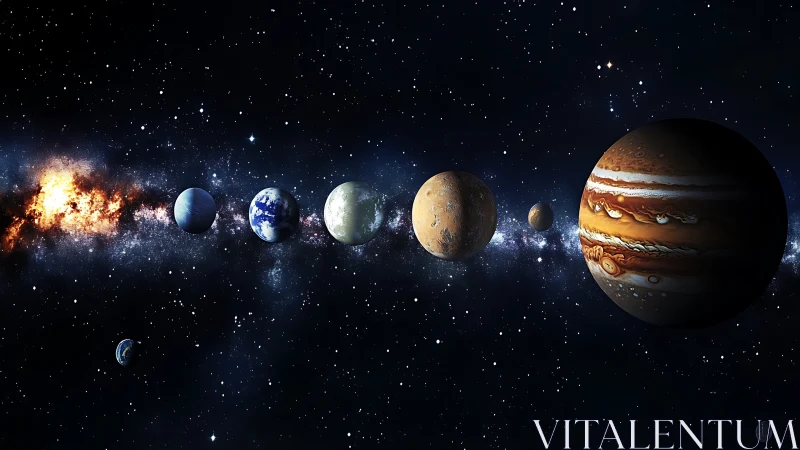 Digital planetary alignment in deep-space horizontal composition.