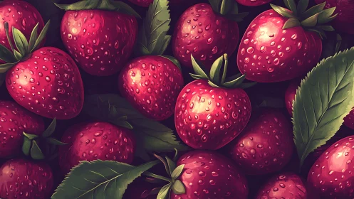 Ripe strawberries cluster glow under soft studio light.