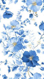 Blue Floral Pattern with Golden Center Details