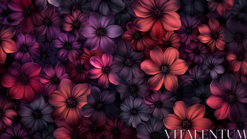 Vibrant Cosmos Flowers in Deep Pink and Purple Gradient.