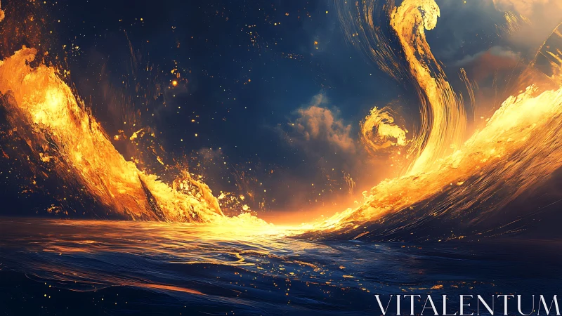 Cosmic Fire Portal: Surreal Explosion of Golden Light