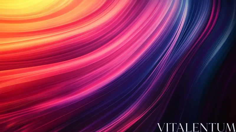 Vibrant neon light waves sweep across a cosmic gradient