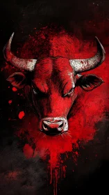 Fierce crimson bull emerges with bold, unstoppable energy