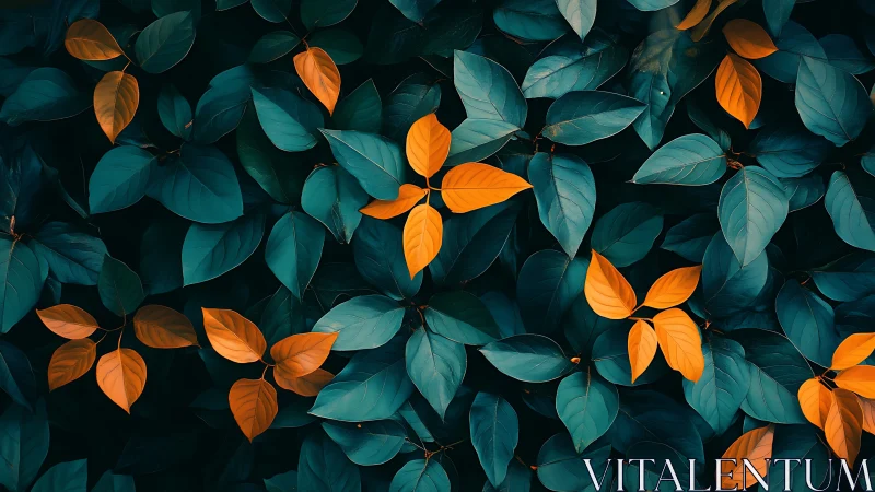 Emerald leaves cradle scattered amber sparks of autumn light.