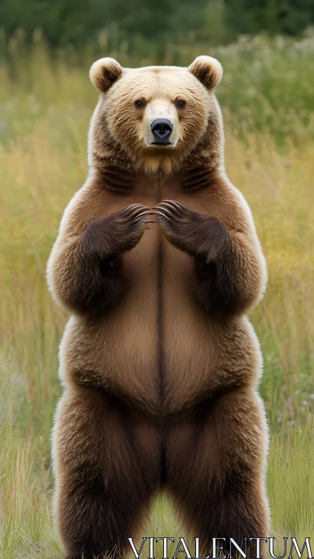 Standing brown bear rendered with precise bilateral symmetry