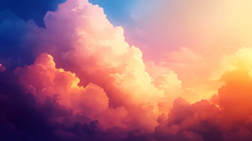 Sunset clouds glowing in dreamy pastel twilight sky.