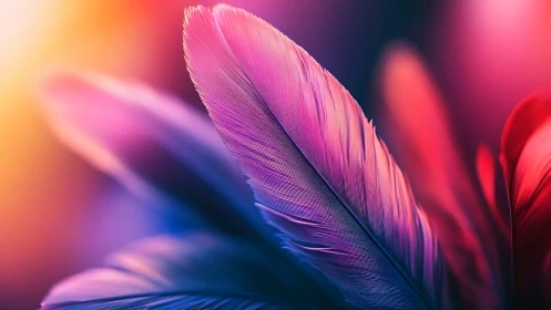 Digital painting of iridescent feathers in soft macro focus.