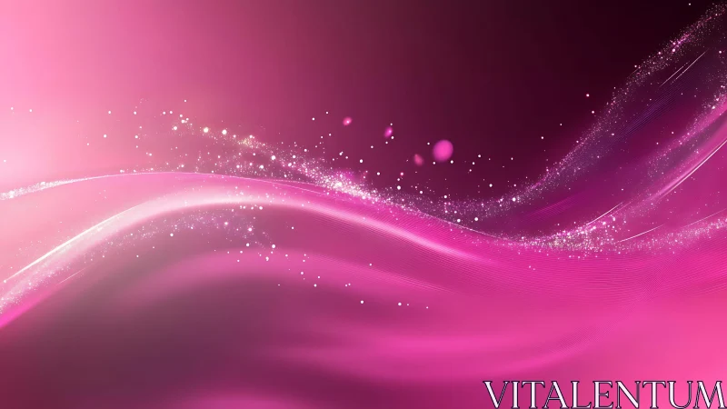 Abstract Pink Waves with Sparkling Particles, Digital Art Style.