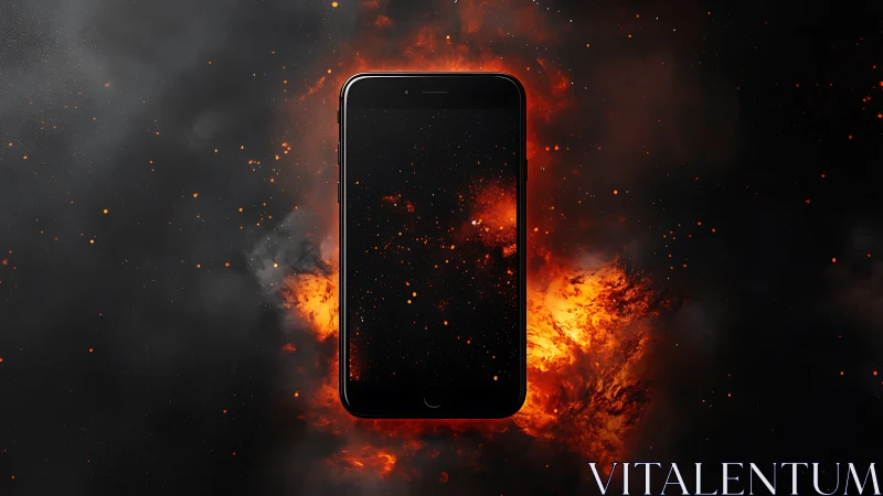 Molten Digital Rebellion - Smartphone Consumed in Inferno.