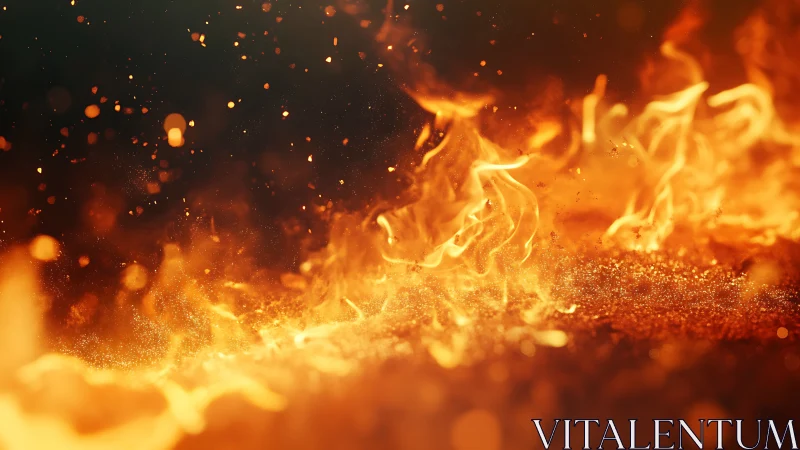 Intense Fire Burst with Glowing Embers and Smoke.