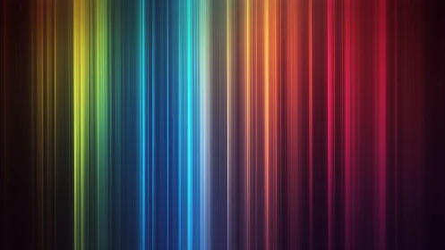 Radiant vertical light spectrum streams across dark space.