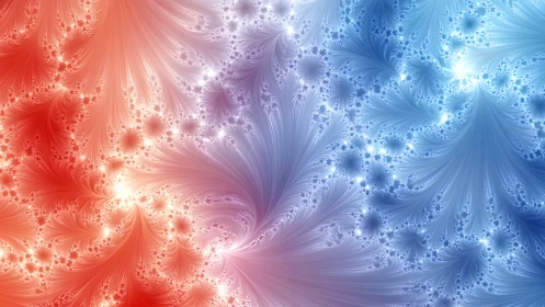 Red to blue fractal field with feathered branching forms.