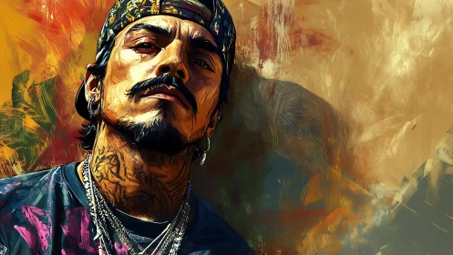 Urban street portrait in bold expressive digital painting.