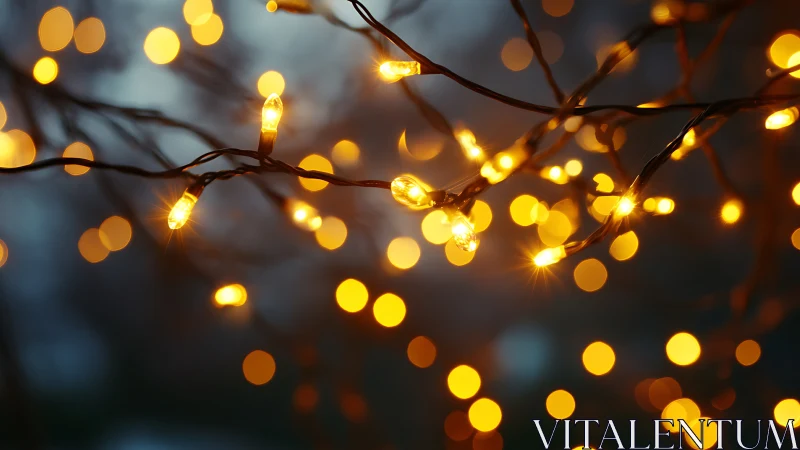 Golden string lights glow softly against a dreamy night