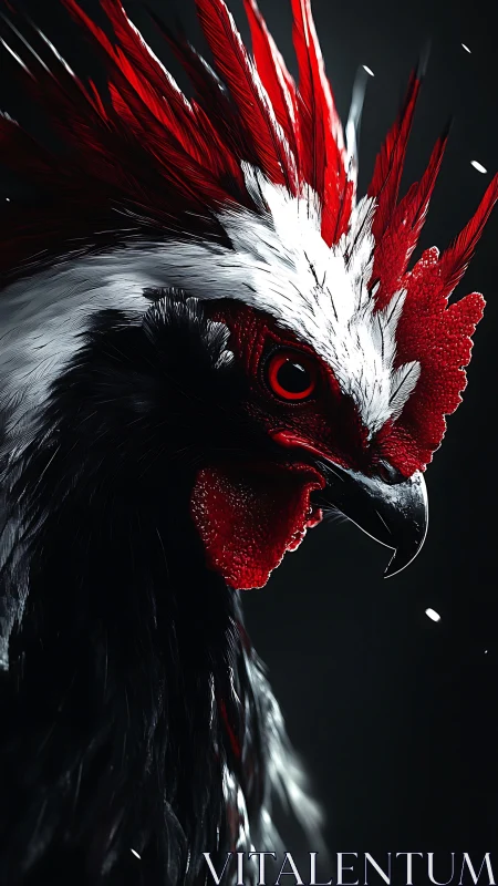 Striking Cockatoo Portrait with Crimson Crest and Piercing Gaze.