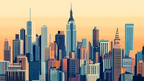 Digital illustration depicts dense high‑rise city skyline