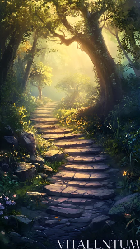 Golden Threshold: Where Ancient Trees Frame Destiny.