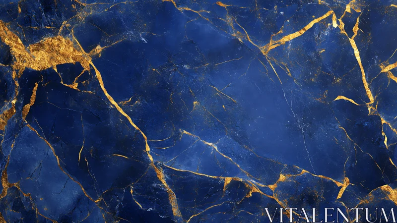 Deep cobalt marble with radiant gold fracture veining.