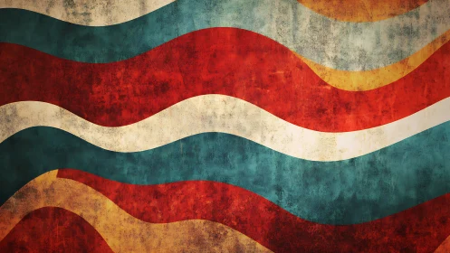 Sunlit retro waves in warm reds, blues, and golds.