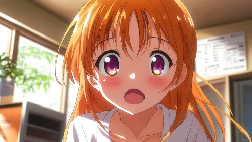 Close-range anime portrait with high-luminance eye rendering.