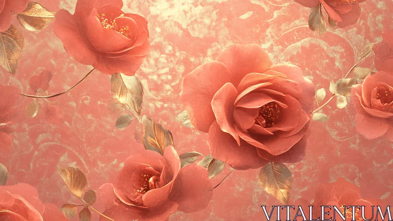 Coral Roses in Golden Light.