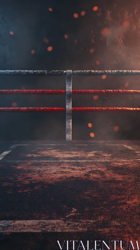 Boxing Ring at Dusk with Atmospheric Light Particles