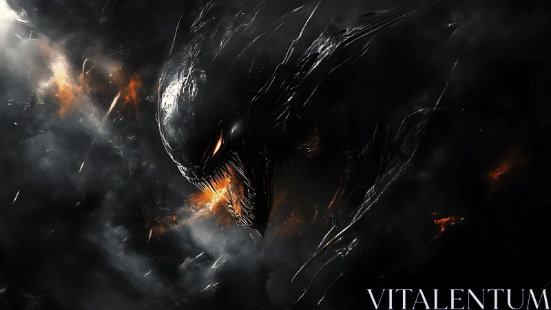 Voidborn predator erupts from smoldering cosmic night