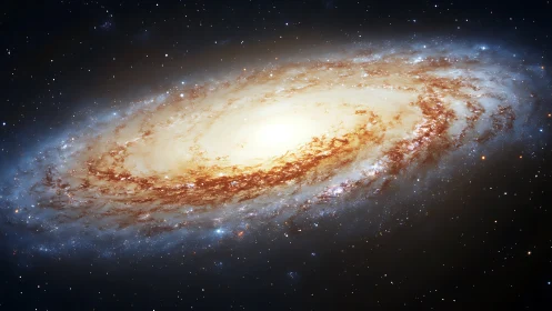 Swirling starlit galaxy cradled in a soft cosmic glow.