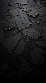 Matte black cracked texture reveals layered rough surface.